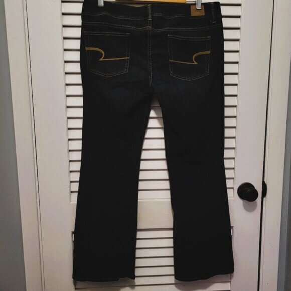 American Eagle Women's Slim Boot  Cut Jeans 14 Short Petite Dark Wash Denim - Picture 1 of 7